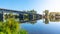 Tyrs Bridge over Labe River in Litomerice on sunny summer day, Czech Republic