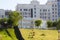 Tyumen, Russia, on July 16, 2018: Inhabited multi-storey buildings on the embankment of Tyumen, Russia.