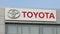 Tyumen, Russia-March 02, 2024: Toyota brand logo sign prominently displayed on the side of a commercial building in a