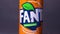 Tyumen, Russia-November 02, 2020: Fanta Orange close-up drink. Fanta is a global brand of fruit-flavored carbonated soft