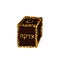 Tzedakah. Gold box. Doodle hand draw, sketch. Black silhouette. Hebrew letters. Hanukkah. Vector illustration.