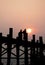 U Bein Bridge, Mandalay, Myanmar, Silhouette of Buddhist Monks