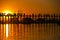 U Bein bridge and people at sunset