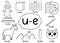U-e digraph spelling rule black and white educational poster for kids with words