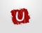 U Letter Logo in Red Square Grunge Element. Retro Rusty Square logo design template