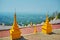 U Min Thonze stupas with a view on foggy green plain of Sagaing