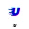 U monogram with stereo effect. U letter with movement and shift. Dynamic logo.