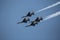 The U.S. Airforce Thunderbirds fly by at in Cleveland Ohio Sept. 2009