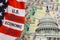 U.S. Economic STIMULUS CHECKS Bill Coronavirus financial relief checks from government USA dollar cash banknote on American flag