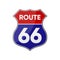 U.S. route 66 sign. Shield sign with route number. The most popular route in america. Vector illustration.