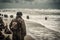 U.S. troops wading to Utah Beach during the D-Day. Neural network AI generated