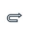 u turn vector icon. u turn editable stroke. u turn linear symbol for use on web and mobile apps, logo, print media. Thin line