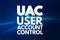 UAC - User Account Control acronym, technology concept background