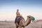 UAE/ABUDHABI 15 DEZ 2018 - Tourist strolling on desert camels in Abu Dhabi