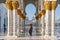 UAE/ABUDHABI 15 DEZ 2018 - woman standing on facade of arab mosque