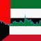 UAE and Kuwait national flags separated by a line chart.