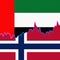 UAE and Norway national flags separated by a line chart.