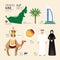 UAE United Arab Emirates Flat Icons Design Travel Concept.Vector