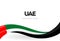 UAE waving flag banner. United Arab Emirates patriotic ribbon poster. Emirati national symbol. Unity of Arabic countries
