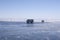 UAZ on the frozen lake Baikal. UAZ-452 is a family of cab over off-road vans produced at the Ulyanovsk Automobile Plant