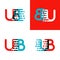 UB letters logo with accent speed red and blue