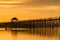 Ubein Bridge at sunset, Mandalay, Myanmar.