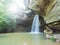 Ubon Ratchathani, Thailand - August 13, 2022: Saeng Chan waterfall in the deep humid forest at Ubon Ratchathani, Thailand