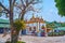 The Ubosot of Wat Chong Kham Temple behind the tree, Mae Hong Son, Thailand