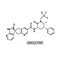Ubrogepant migraine drug molecule CGRP receptor antagonist. Skeletal formula.