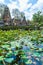 UBUD, INDONESIA - AUGUST 29, 2008: Ancient hindu lotus temple wi