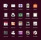 Ubuntu icon pack. Linux inspired theme. Desktop icons. Mobile smartphone customization element. Vector illustration.