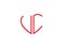 UC Initial heart shape Red colored love logo