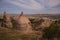 Uchisar, Cappadocia, Turkey: Rock houses and churches. Cave houses in cones sand hills