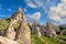 Uchisar mountain of Cappadocia, Turkey. The top of the hill is a strange sandstone mountain