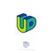 UD logo. U and D letters in block. Multi Colored emblem like 3D.