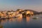 Udaipur cityscape at sunset.