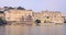 Udaipur Lal ghat and Udaipur City Palace panoramic view from lake Pichola. Udaipur, India