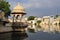 Udaipur, Rajasthan, India. View of the old city waterfront