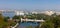 Udaipur. View of Lake Pichola, City Palace and Taj Lake Palace.