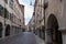 Udine - Stroll along narrow urban street that meanders towards magnificent ancient city center