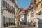 Ueberlingen on Lake Constance, idyllic alley in the old town. Baden-Wuerttemberg