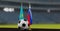 UEFA 2024 Soccer Kazakhstan vs Slovenia European Championship Qualification Kazakhstan and Slovenia with soccer ball. 3d work.