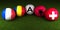 UEFA EURO 2016 balls with the flag of Group A France Romania Alb