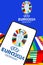 UEFA Euro 2024 Germany European Football Championship Europe logo on a mobile photomontage in Germany