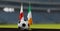 UEFA EURO 2024 Soccer Gibraltar vs Ireland European Championship Qualification, Gibraltar and Ireland with soccer ball. 3d work.