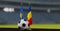 UEFA EURO 2024 Soccer Kosovo vs Romania European Championship Qualification Kosovo and Romania with soccer ball. 3d work. Yerevan