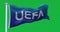 UEFA flag waving isolated on a green background