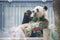 Ueno, Japan - February 24, 2016 : Giant panda bear eating fresh