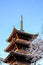 Ueno Sakura Matsuri Cherry Blossom Festival at Ueno ParkUeno Koen,Taito,Tokyo,Japan on April 7,2017:Five-story pagoda of forme