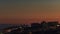 Ufa city skyline timelapse in the dusk. Construction cranes on new residential areas